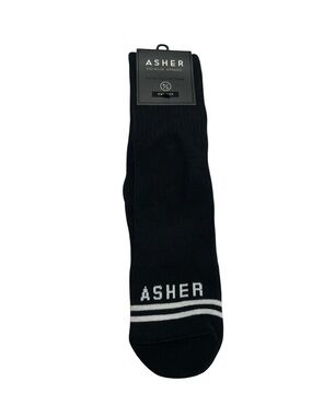 Asher Men's Black Crew Socks with White Stripe